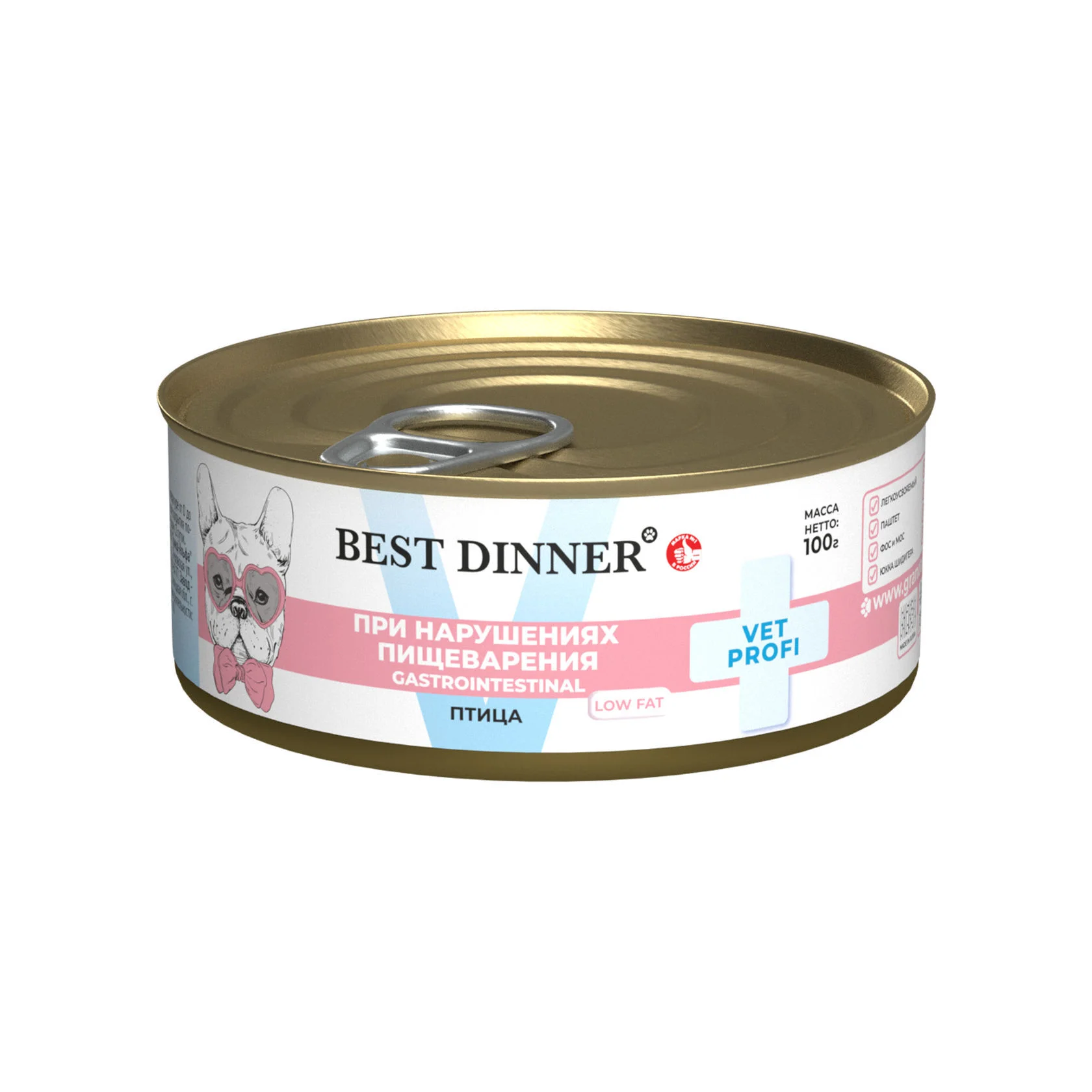 Best Dinner Бест Диннер д/собак Гастроинтестинал Лоу Фэт паштет с птицей 100г