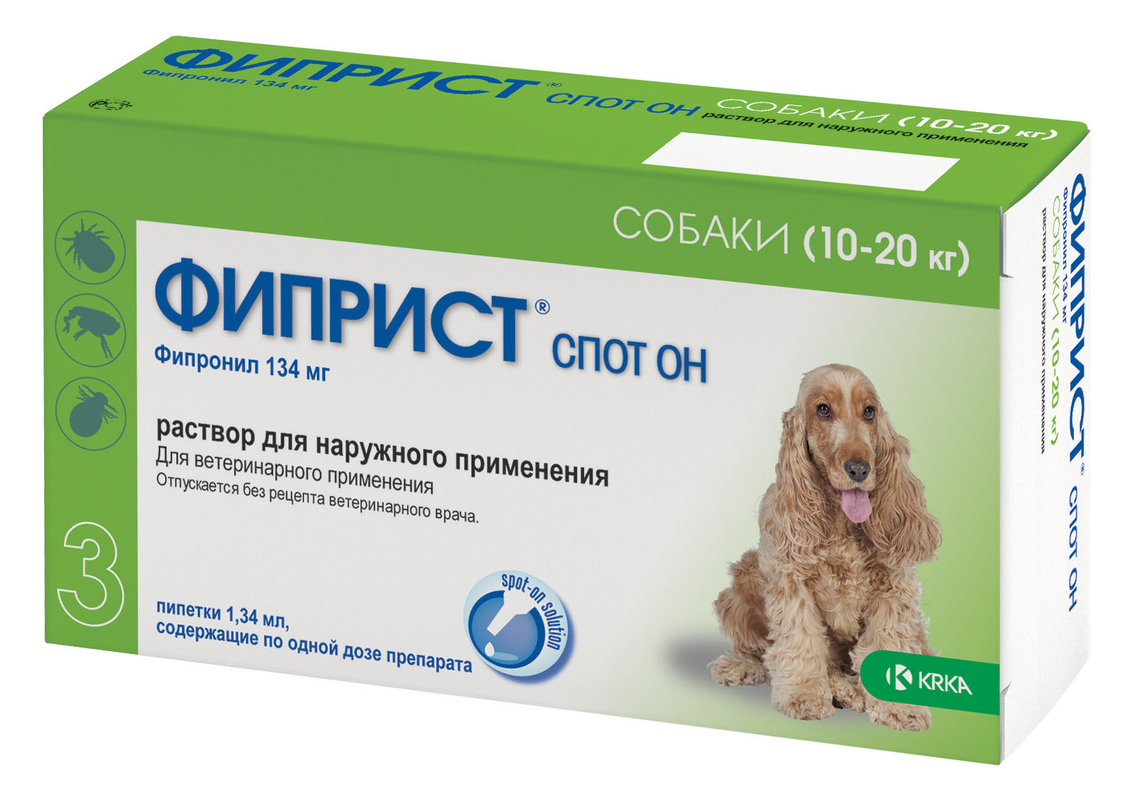 ФИПРИСТ ® спот он д/собак 10-20 кг, 1 пипетка 1,34 мл
