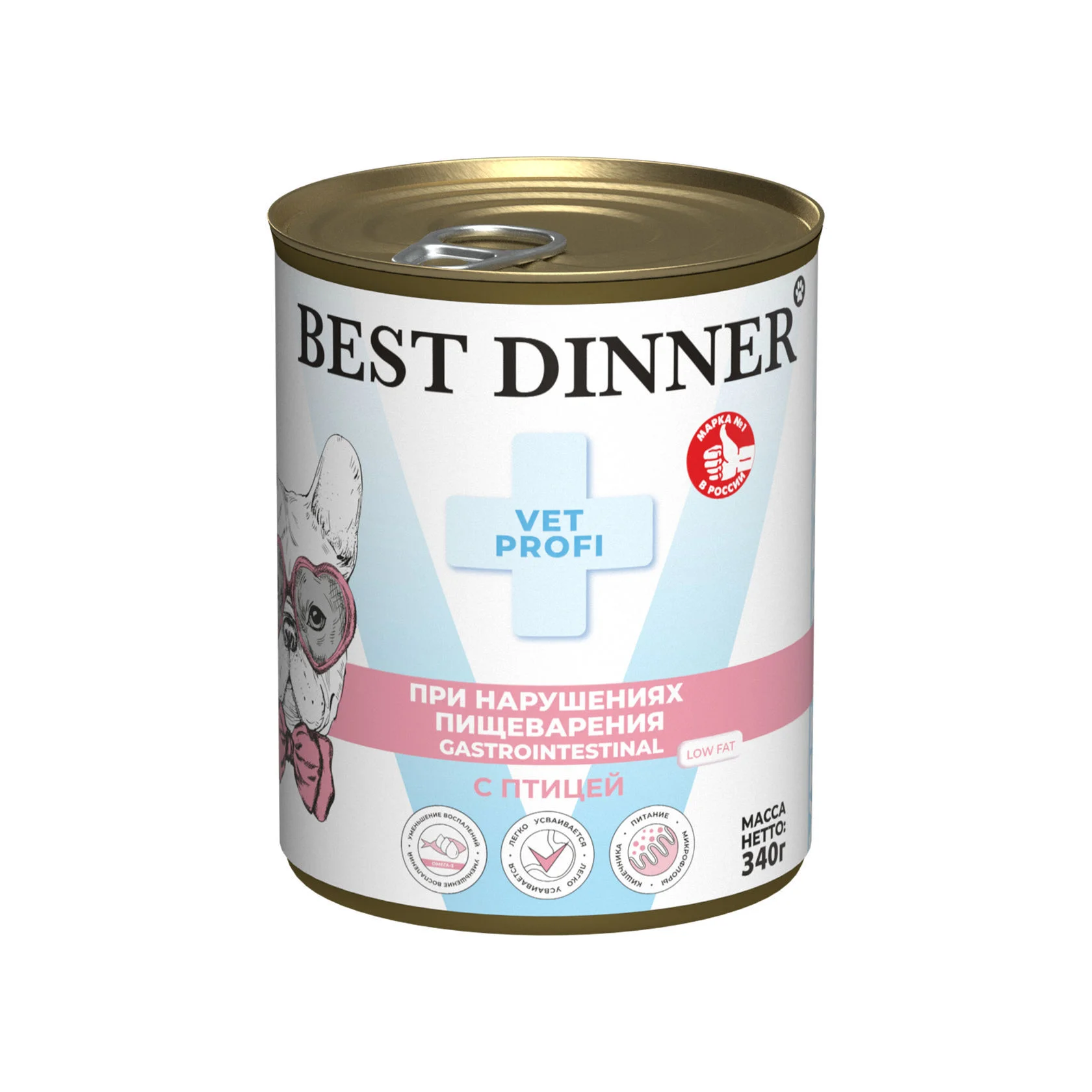 Best Dinner Бест Диннер д/собак Гастроинтестинал Лоу Фет консервы с Птицей 340 г